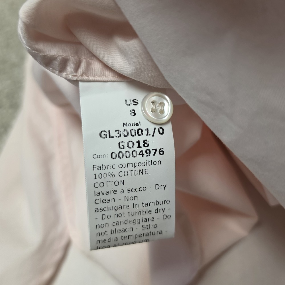 Goop G. Label Essential Button Down Shirt Women 8 Pink White Collar Cotton Italy - Picture 8 of 11
